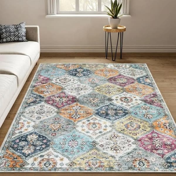 Område tæppe, vaskbart, slidt design,Lilla 120X170Cm