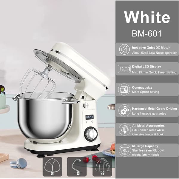 Köksmaskin, 6-hastighetskontroll, 1200W effekt,EU-a, Vit