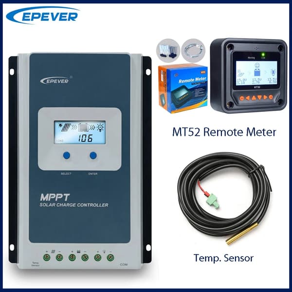 Solcellelader, MPPT-teknologi, LCD-skærm,MT52 RTS, 30A