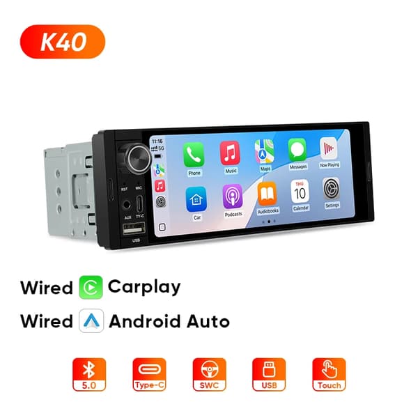 Bilradio, høj kvalitet display, smartphone integration, universel,K40 Kablet