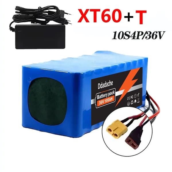 Litiumbatteri, 100Ah kapacitet, BMS ingår, XT60-T-laddare