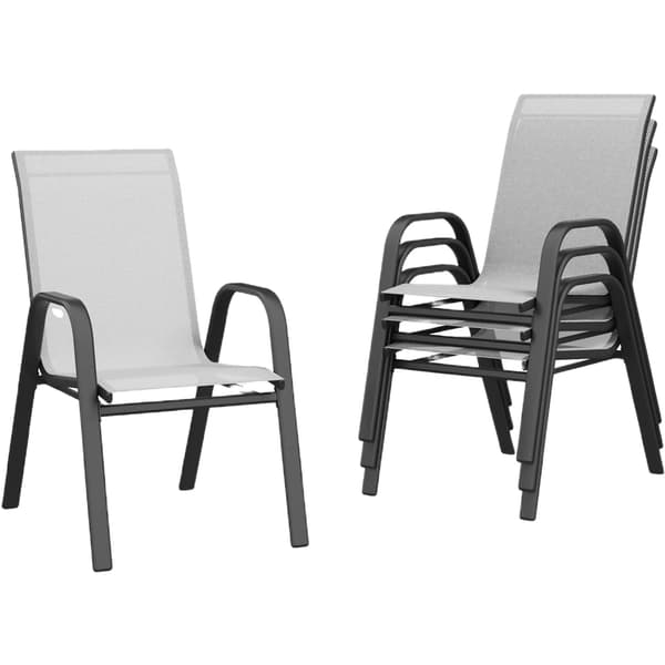 Havestole, Stabelbar Design, UV-Bestandig,4stk Grå