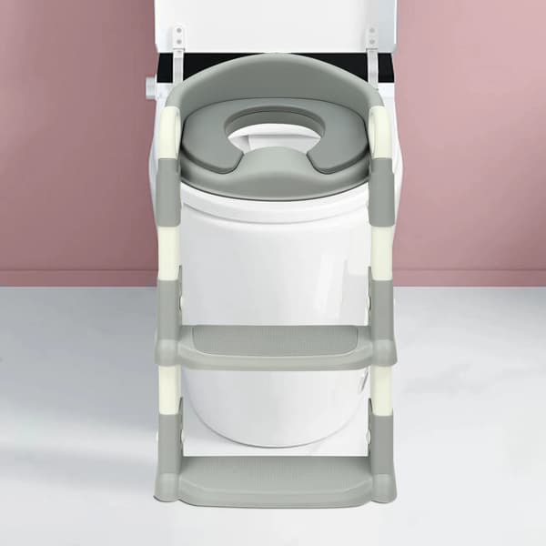 Toilettræner, Højdejusterbar, Sammenklappelig Design,GRÅ