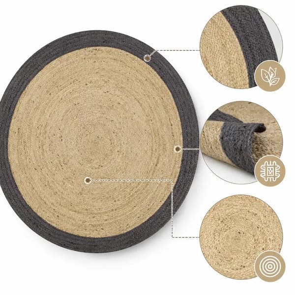 Gulvtæppe, Håndvævet Jute, Moderne Boho Dekor,Gris