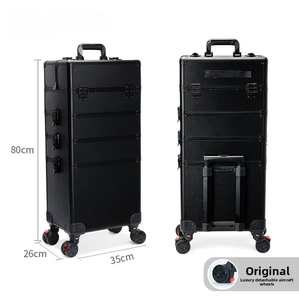 Makeup Trolley Case, Rummelige Rum, Holdbart Metaldesign,914MK-4C-ALL-BLACK