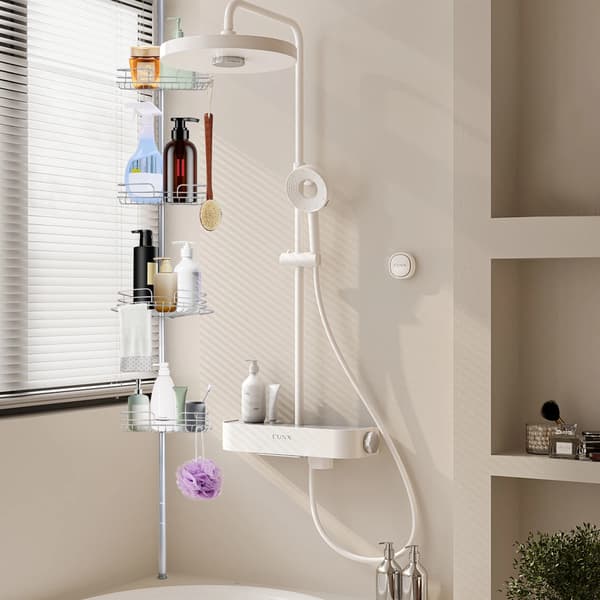Badeværelseshylde, 4-niveau design, justerbar højde,Sølv