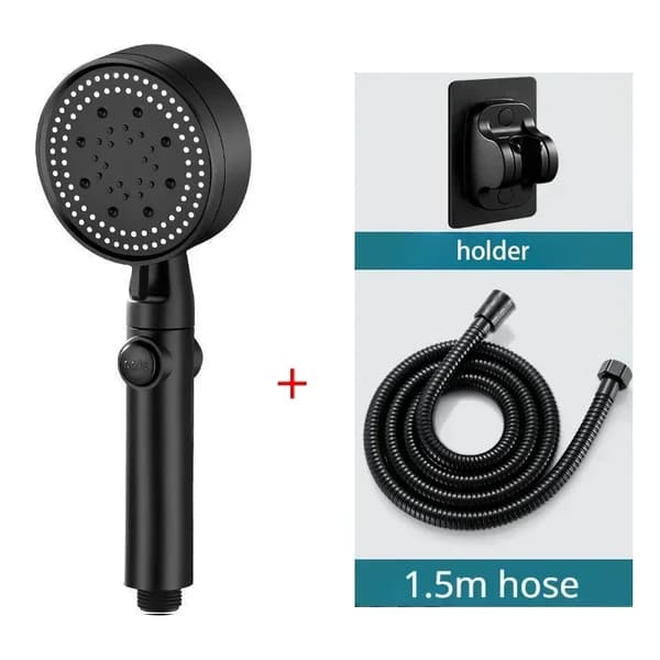 Bruserhoved, Justerbart Design, Vandbesparende Funktion,Sort 3PCS SÆT