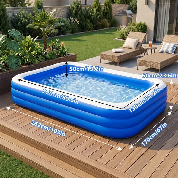 Uppblåsbar Swimmingpool, Hållbart Material, Snabb Montering,262CM