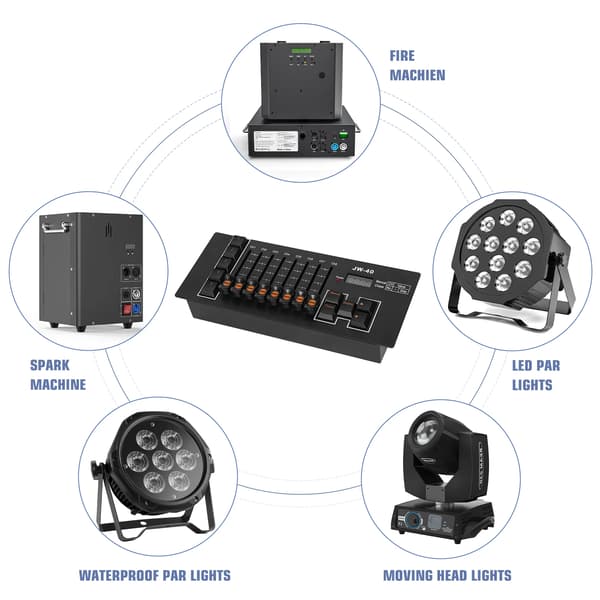 DMX-controller, 40 kanaler, batteridrevet,Sort