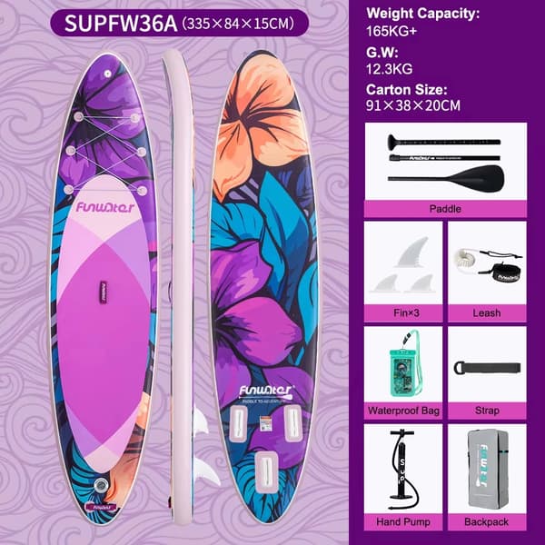 Oppustelig Paddle Board, Skridsikker Overflade, Bærbart Design,11 × 33 " ×6 "