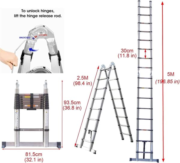 Inhemsk Stege, Sammanfallande, Halkfri Design,5M (2.5M+2.5M), Silver