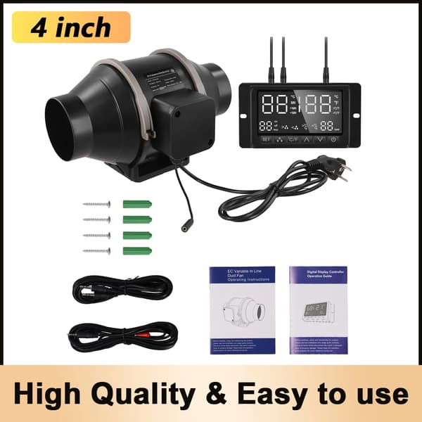 Luftkanalblæser, EC-motor, Smart Controller,EU, 4tommer ventilator