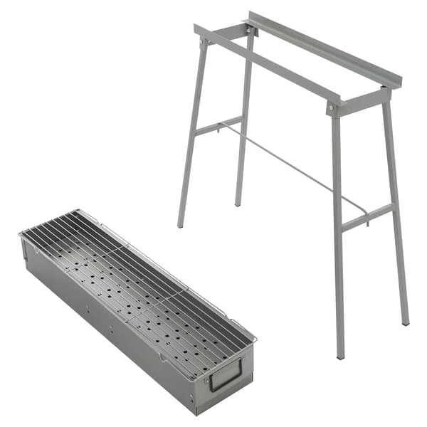 Bärbar BBQ-grill, Fällbar design, God kapacitet för matlagning,Silver