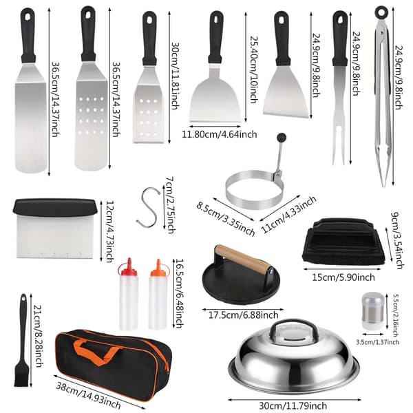 Grilltilbehørssæt, 29 professionelle værktøjer, holdbar opbevaringspose,29Pcs(es)