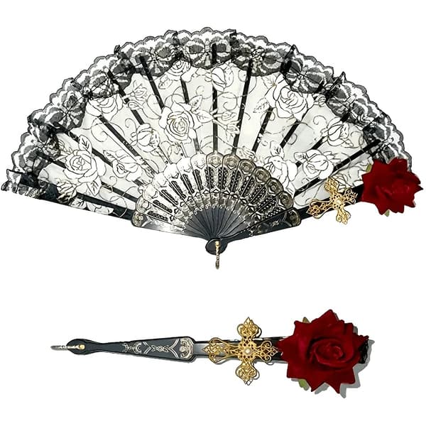 Bärbar Fläkt, Elegant Spetsdesign, Lätt och Portabel,2st