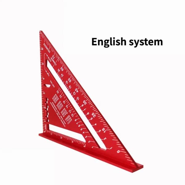 Triangulär Linjal, Hållbar Aluminiumlegering, Mångsidigt Mätverktyg,Röd engelsk system