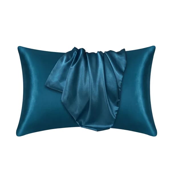 Örngott, Mjuk Polyester/Bomullsmix, Enfärgad Design,påfågelblå, 50cmx66cm-b