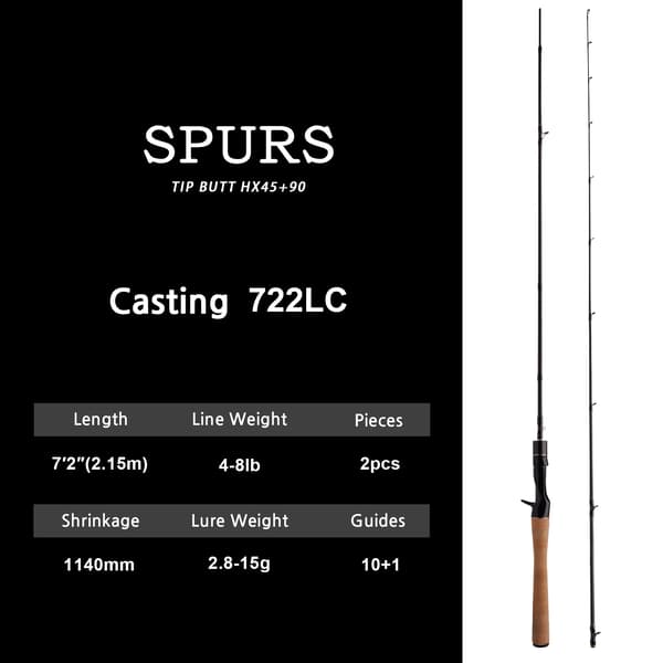Baitcasting Spö, Snabb Aktion, Lätt Design,SPURS Pro-722LC