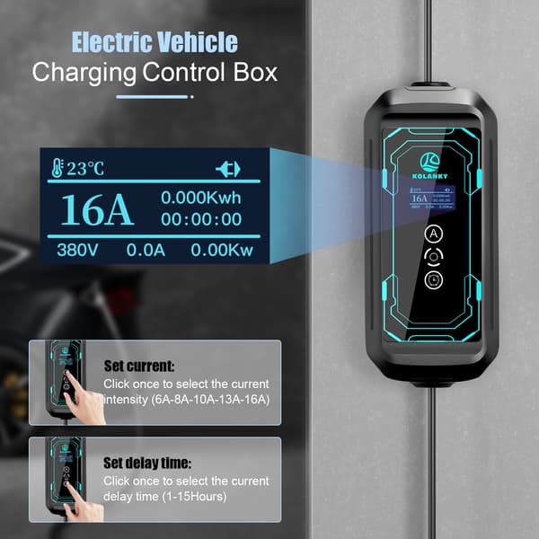 EV-lader, Bærbart design, Justerbar strøm,11KW-10M
