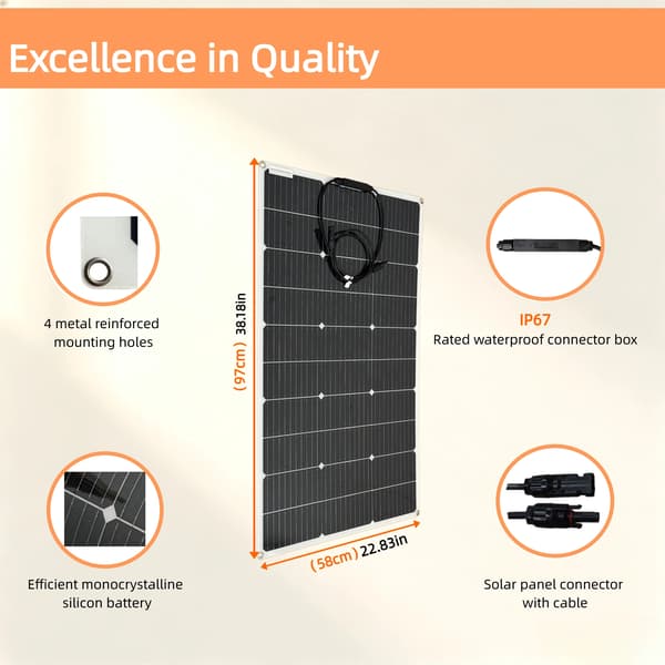 Solpanel, Flexibel Installation, Lätt Design,PET100W   1PC