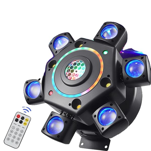 LED Moving Head Lys, Laser Strobe Effekter, DMX Kontrol,EU-stik