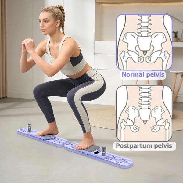 Pilatesbräda, 8-i-1 Multifunktionell Design, Justerbar Bredd,LILA