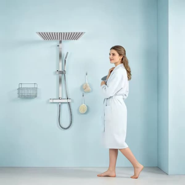 Duschset, Termostatisk Kontroll, Handhållen Spray,Silver