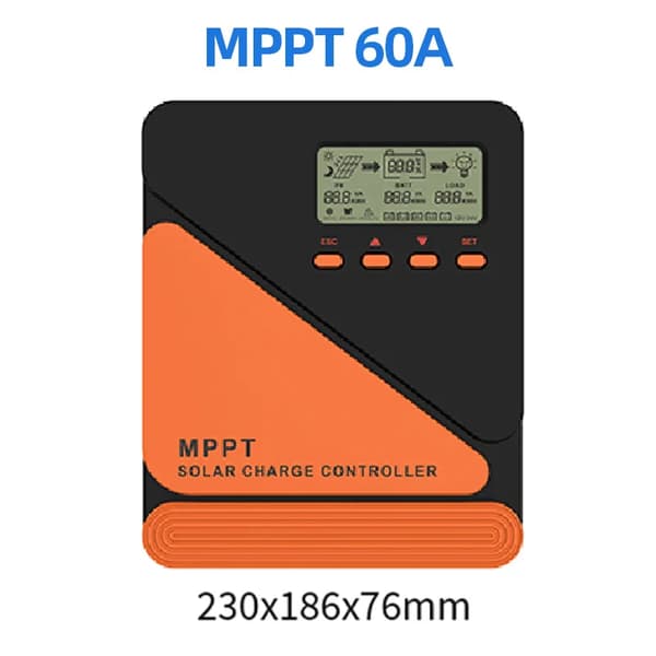 Solcellelader, MPPT-teknologi, LCD-skærm,12V 24V Auto-b, MPPT 60A