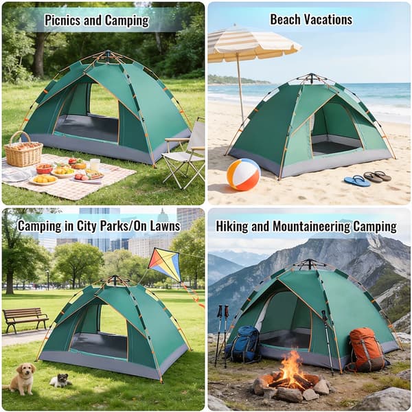 Camping Telt, Hurtig Samling, Vandtæt Materiale,grøn