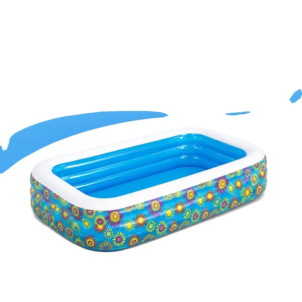 Uppblåsbar Familjebassäng, Rektangulär Design, Hållbart Material,Blå
