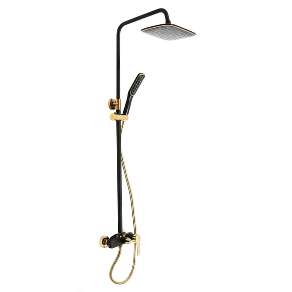 Duschset, Väggmontering, Höjdjusterbar,Svart Guld, G1/2