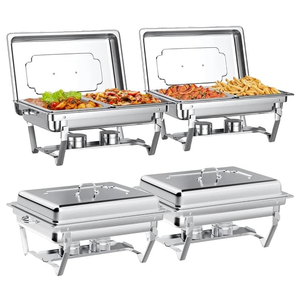 Chafing Dish Bufféset, Rostfritt Stål, 8QT Kapacitet,4Pack