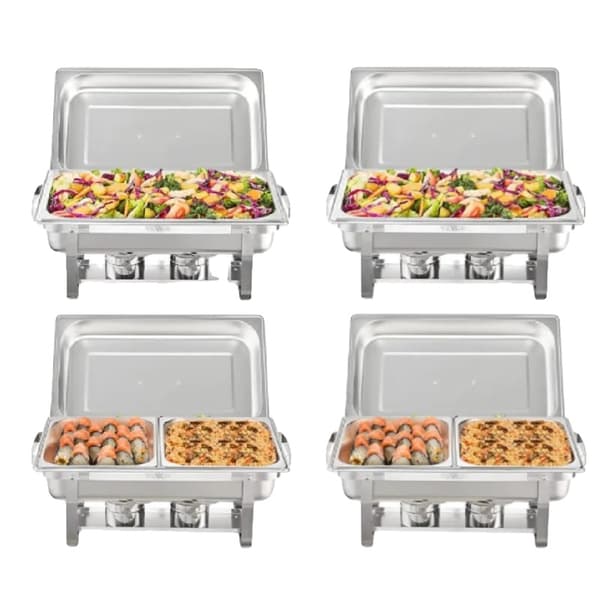 Chafing Dish Sæt, 8 Quart Kapacitet, Robust Rustfrit Stål Konstruktion,4Pakke