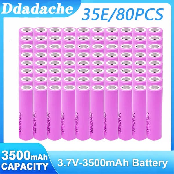 Litiumjonbatteri, 3.7V nominell spänning, 3500mAh kapacitet, 35E 3500mah-80st