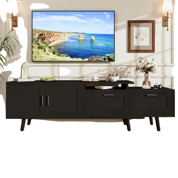 TV-bord, Rigelig Opbevaring, Unik Rustik Design,Sort