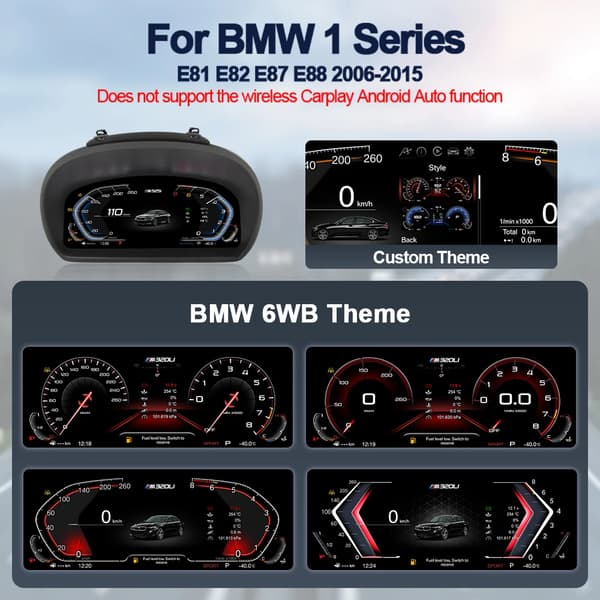 Digital Cluster, Kompatibel med BMW 1 Series E81 E82 E87 E88 2006-2015, Adaptiv lysstyrke, E87 standardversion