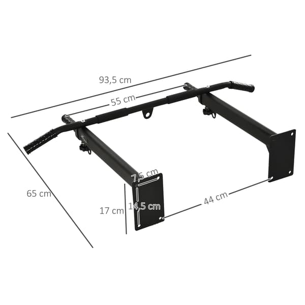 Pull-Up Bar, Kraftigt Stål, Väggmonterad Design, svart