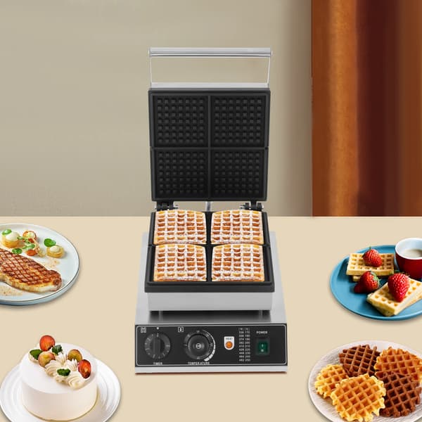 Vaffeljern, Fire-kompartment Kapacitet, 1750W Effektvurdering, Justerbar Temperaturkontrol, Timer Knobs, Non-stick Materiale