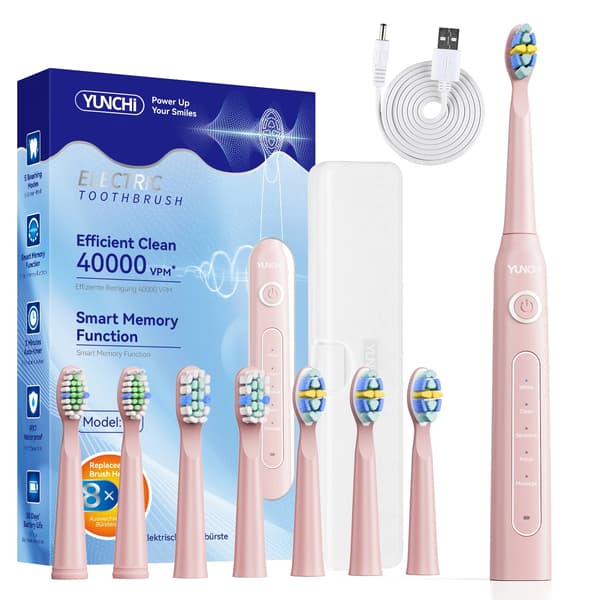 Elektrisk Tandbørste, Genopladelig, 5 Tilstande,Pink