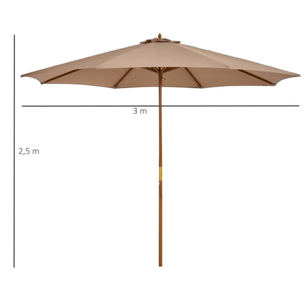 Trädgårdsparaply, 300 cm Diameter, Ventilerat Tak,Kaki