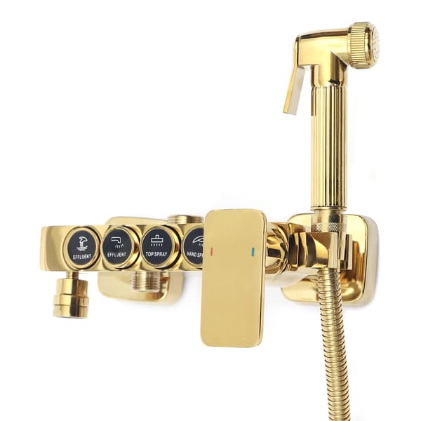 Duschkranset, Väggmonterad, Högtryck Regnduschhuvud,Guld