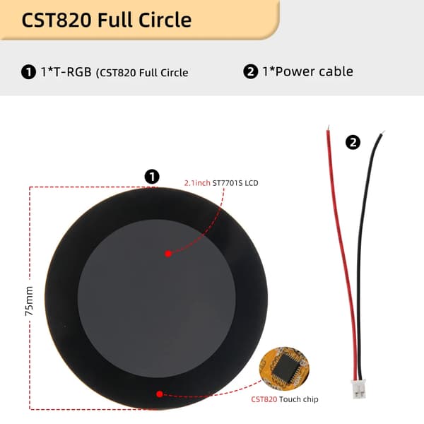 Cirkulär Touchskärm, Dual-core Processor, Wi-Fi och Bluetooth-stöd,2.1-tums LCD Touch, CST820 Full Circle