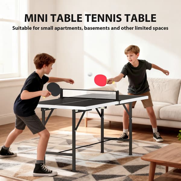 Ping-Pong Bord, Kompakt Design, Let at Sætte Op,sort