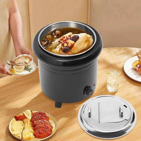 Elektrisk Suppevarmer, 13L Kapacitet, Justerbar Temperatur,sort