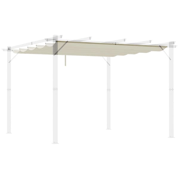 Utdragbart pergolatak, polyestertyg, UV-skydd, 250x255 cm-a, Krämvit
