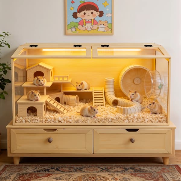 Hamsterbur, Rummelig Design, Bidestærk Konstruktion,MULTI