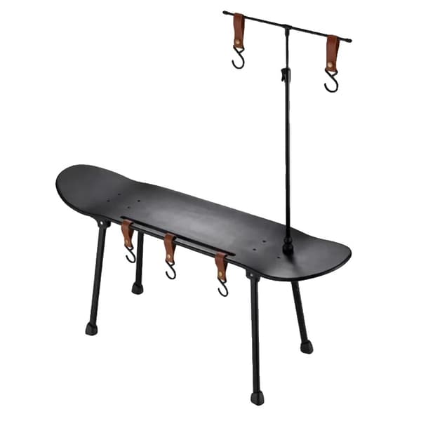 Campingbord, Multifunktionell Design, Justerbar Lampfäste,svart