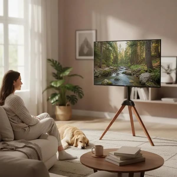 TV-ställ, Bärbar design, 18° rotation, svart
