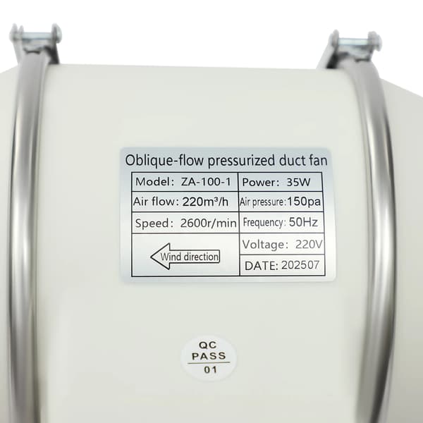 Inline Duct Udsugningsventilator, Stille Drift, Alsidig Installation,Beige