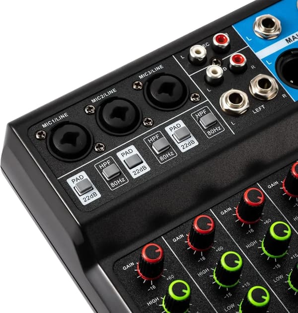 Lydmixer, 5-kanals, USB og Bluetooth-forbindelse,sort